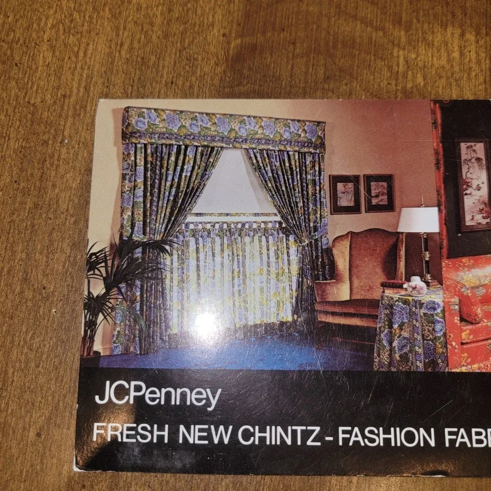 Vintage JCPenney Custom Decorating Advertising Postcard Fresh New Chintz‎ Fabric